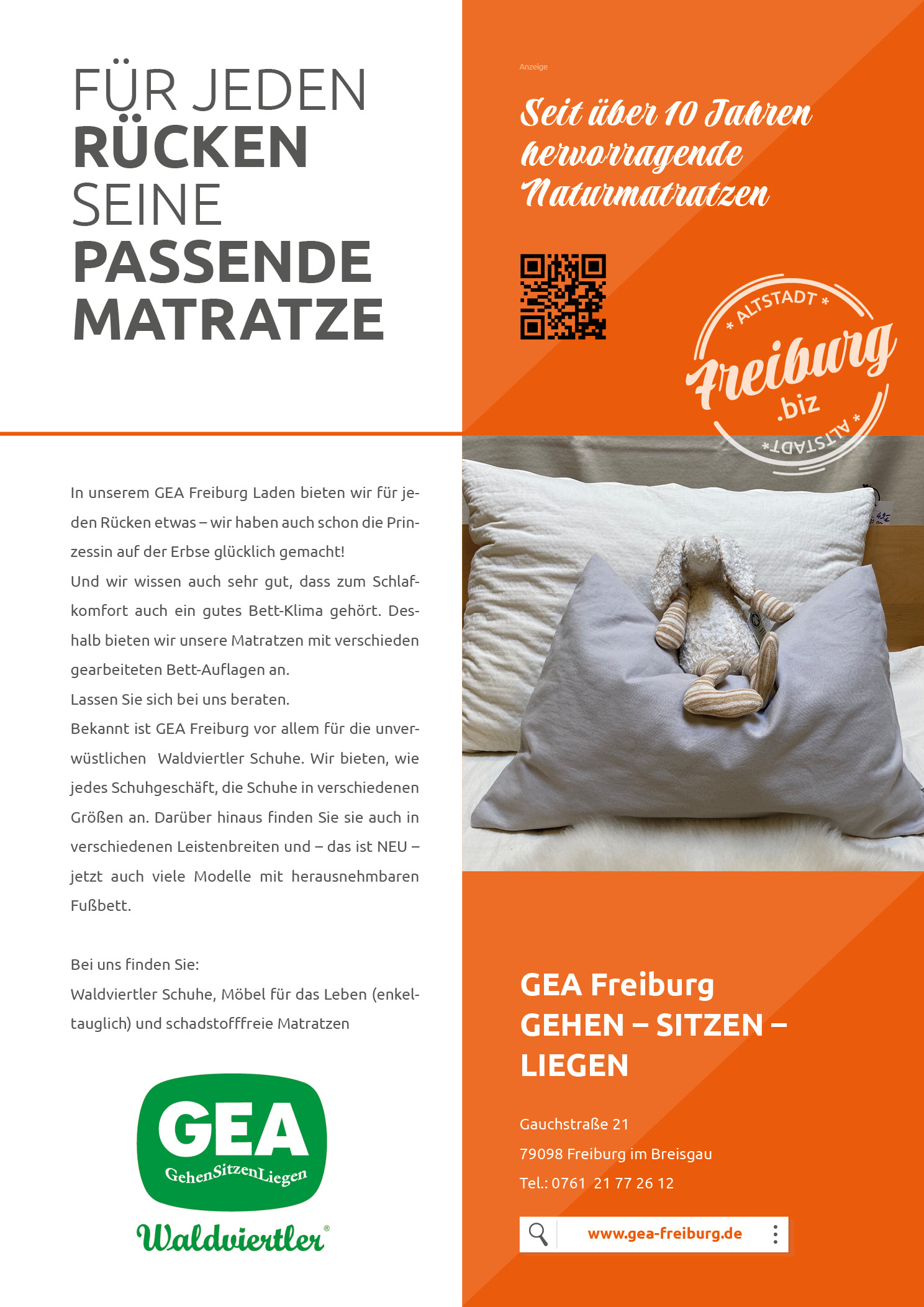 Anzeige GEA Freiburg Magazin FRSUEDWEST Jung bleiben KUCK UCK55