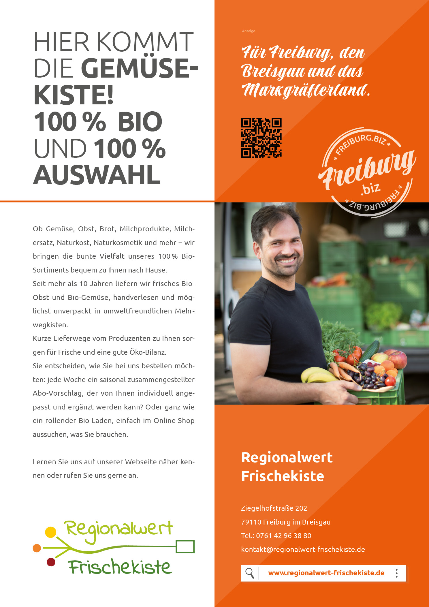 Anzeige Regionalwert Frischekiste Magazin FRSUEDWEST Jung bleiben KUCK UCK43
